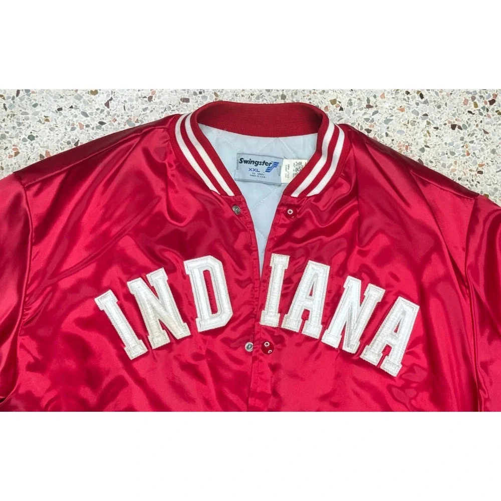 Swingster NCAA Indiana Vtg‎ Men's Embroidered Quilted Bomber Jacket Size XXL